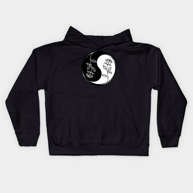 Yin Yang Rose Kids Hoodie by LylaLace Studio